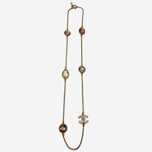 Pink & Clear Crystal Gem Upcycled Toggle Clasp Charm Necklace